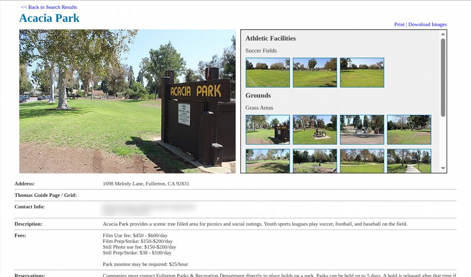 Before: the old location page, photographs grouped by feature